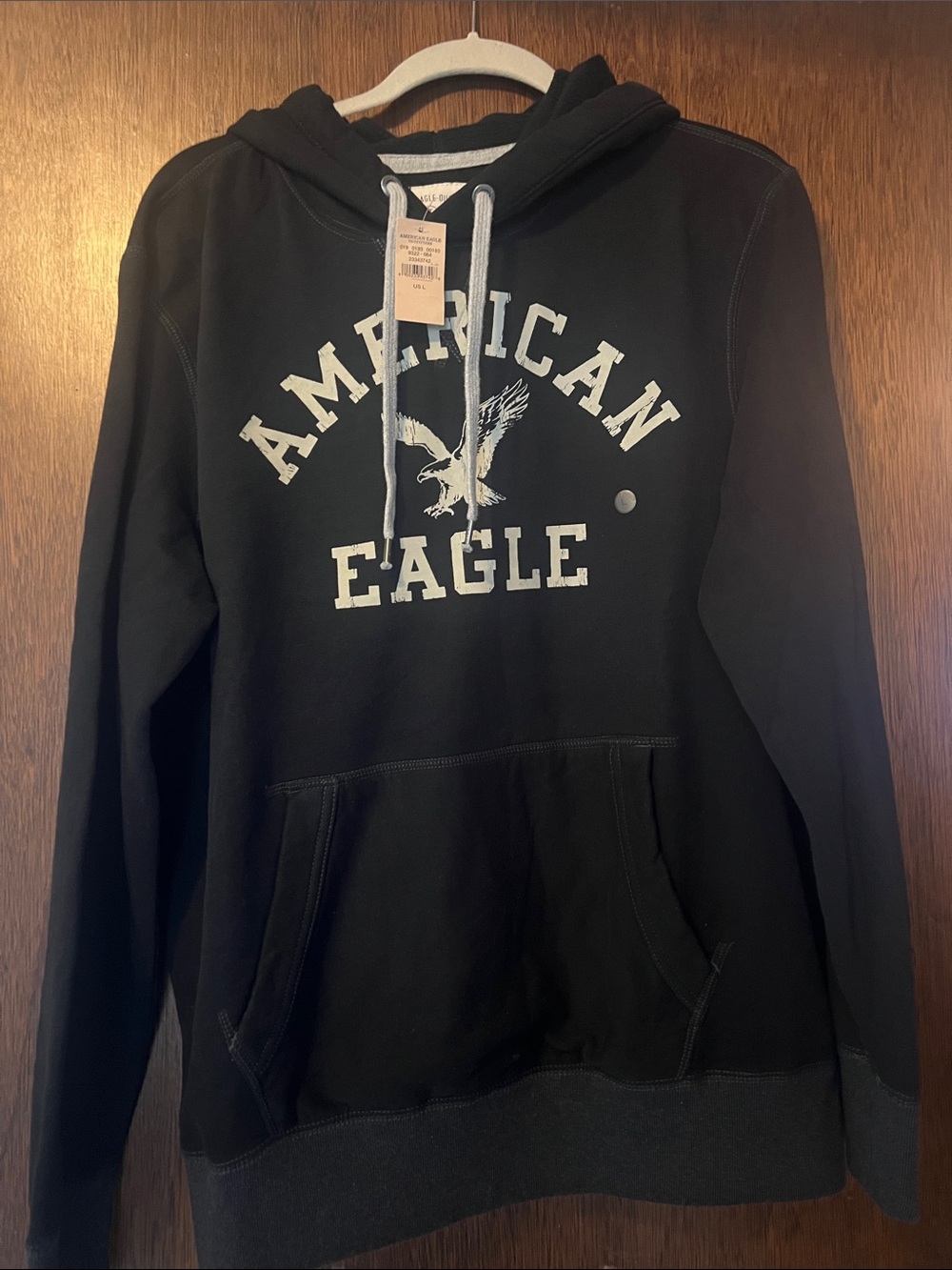 American Eagle Outfitters Black Hoodie with White Logo